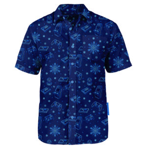 Blue Short Sleeve Button-Up